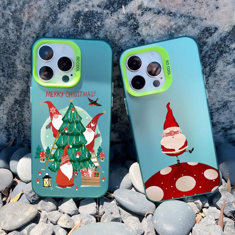Новогодний Рождественский Чехол для Телефона Санта-Клаус для IPhone 16 15 Pro Max 14 13 12 11 Pro Max 13 Mini 15 14 Plus Милые Лазерные Задние Крышки