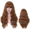 LISI HAIR Ladies Fashion Long Wavy Hair Wig with Bangs Black Brown Blonde Synthetic Fiber Wig with Bangs Party Daily Wear