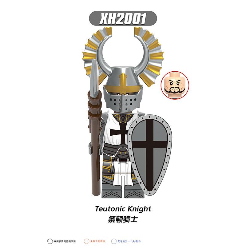 X0348 Medieval Teutonic Knight Building Blocks Toy Figure Bag, Compatible with Big Particles, Educational Gift for Kids