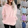Women Hooded Sweatshirt Coat Winter Warm Wool Zipper Pockets Cotton Coat Outwear