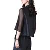 Women Silk Vintage Embroidered Asymmetrical Blouses Spring Summer Elegant Chinese Style Design Cardigan Shirts Blusa Mujer Moda