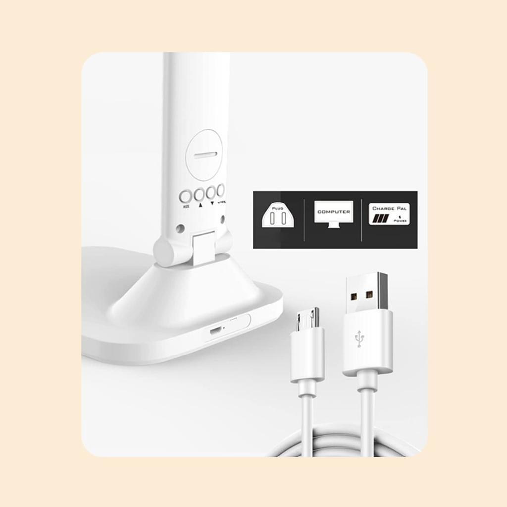 Светодиодная настольная лампа с держателем для ручки/телефона Перезаряжаемая настольная лампа для учебы с двумя головками Цифровые часы Настольная лампа Ночник с 3 цветовыми режимами Сенсорное управление