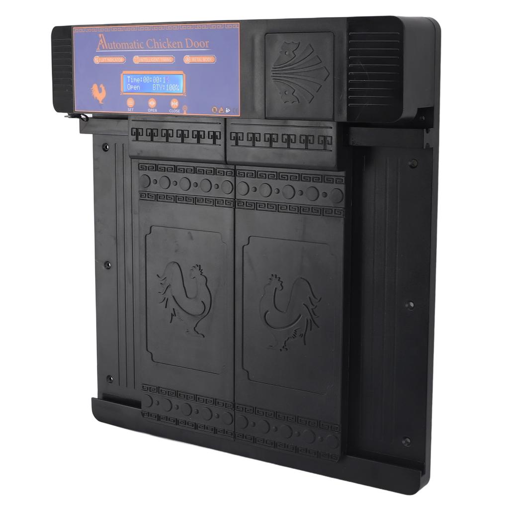 Automatic Chicken Door with Timer Solar Battery Powered LED Display Double Doors Electric Chicken