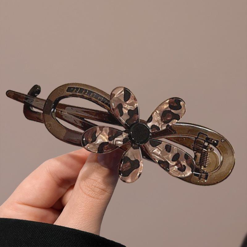 Заколка для волос высокого класса в стиле французского ретро с леопардовым принтом: Универсальное украшение для волос в виде цветка для причесок «пучок»