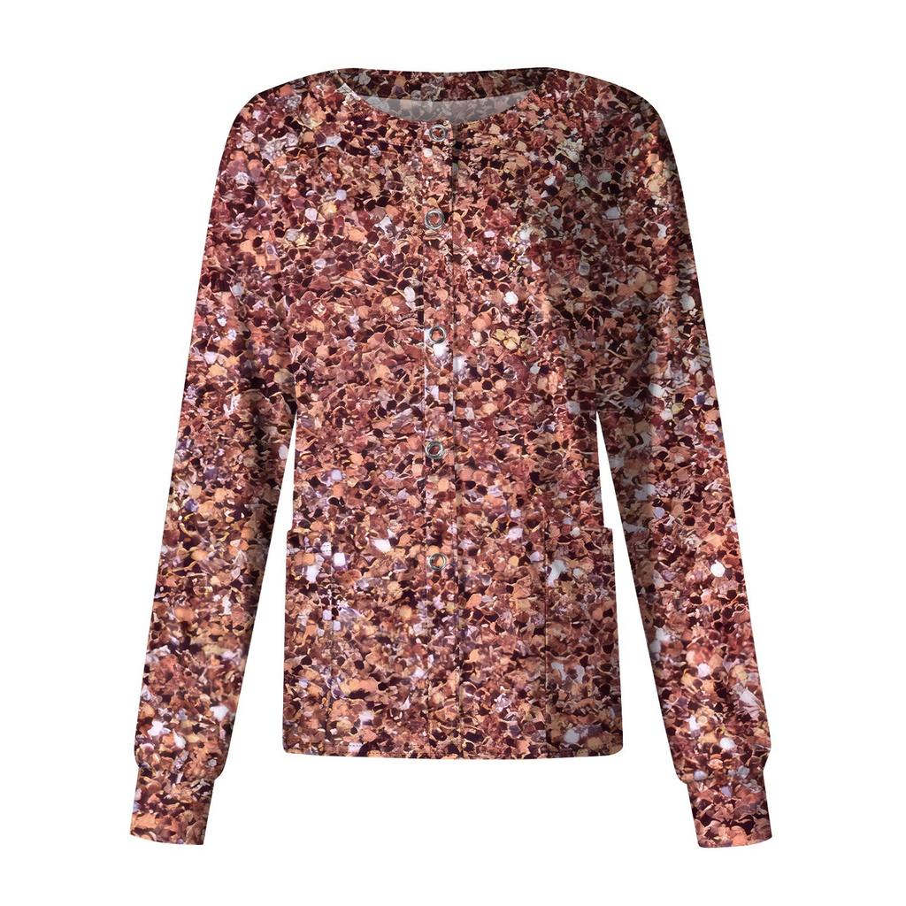 Женский рабочий однобортный защитный комбинезон с длинным рукавом и напечатанным карманом, воротником-стойкой, кардиган, куртка, топ