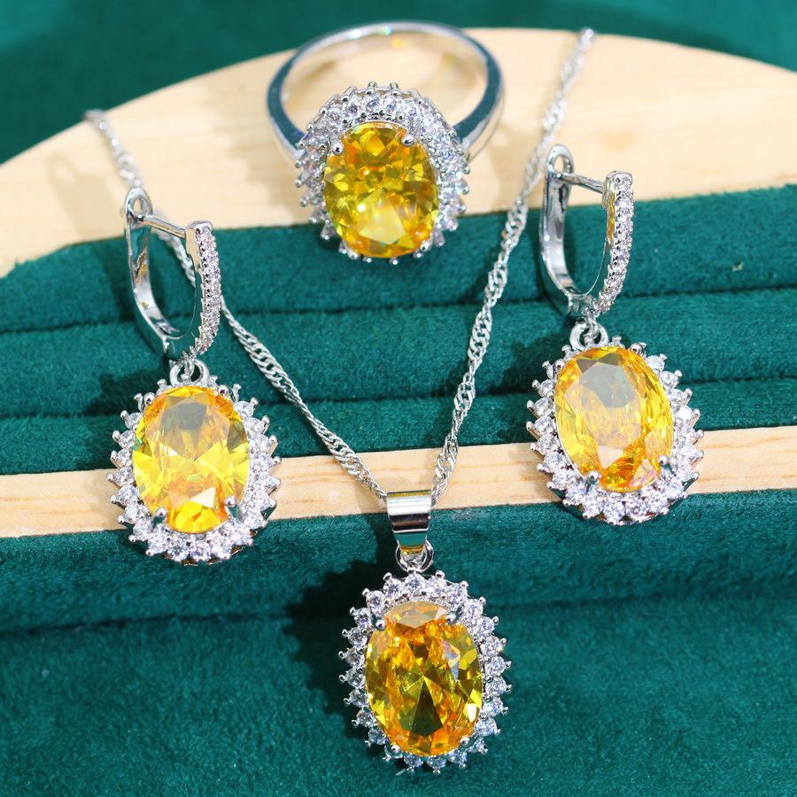 2024 Новые ювелирные изделия Цирконий Ожерелье Серьги Кольцо Комплект