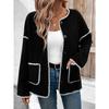 New Minimalist And Versatile Commuting Casual Women'S Long Sleeved Sweatshirt Jacket Knitted Cardigan Jacket