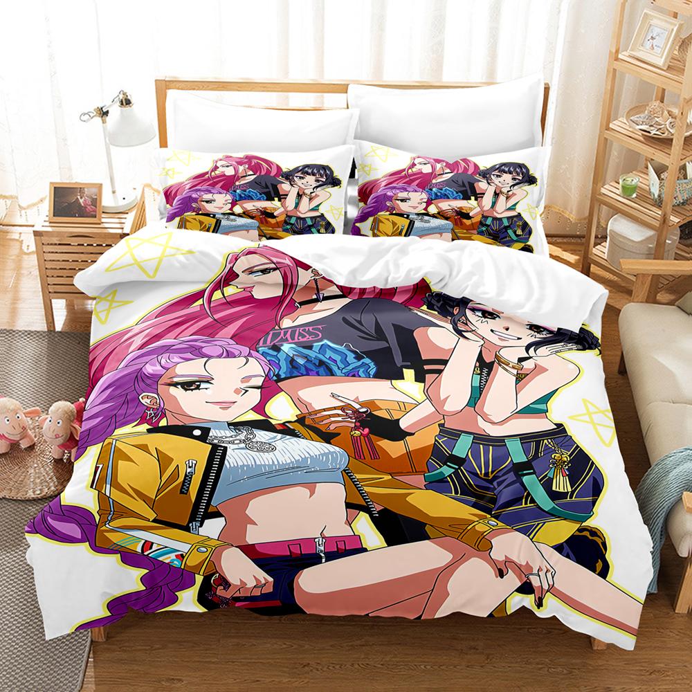 Cartoon D-Demon-Hunters Bedding Set K-POP Duvet Cover Set Soft Single Twin Size Home Decor Birthday Gift Four Seasons Home Decor