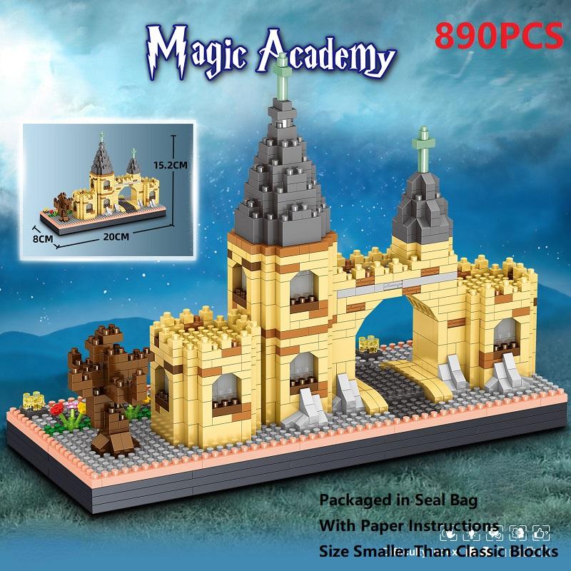 Архитектура Волшебная Академия Микро Строительные Блоки Алмазные Частицы Волшебный Замок Серии Игрушки Кирпичи Строительные Игрушки для Мальчиков