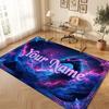 Dragon Theme Crystal Velvet Floor Rug Personalized Custom Name Text Warm Carpet Home Decoration