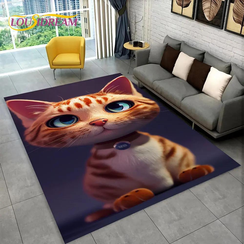 Большой коврик с 3D рисунком милого кота, ковер для гостиной, спальни, дивана, коврик для кухни, украшение для кухни, детский нескользящий напольный коврик