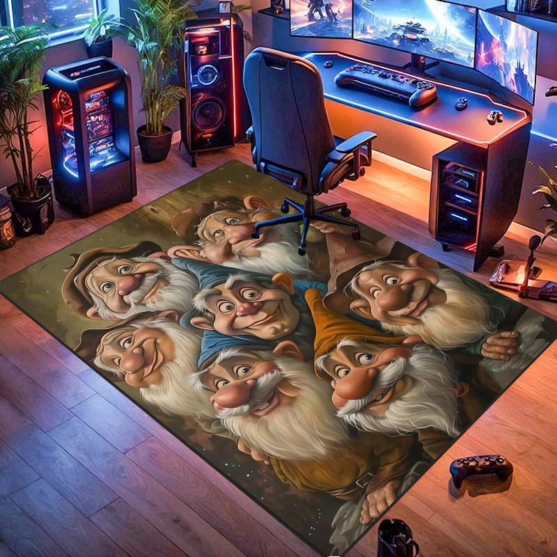 Seven Dwarfs Gnome Group Portrait Oil Painting Art Area Rug Non‑Slip Floor Mat Carpet for Living Room Bedroom Home Decor