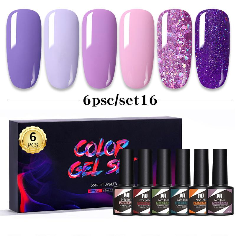 Набор клея для лака для ногтей 8 мл 6 бутылочек в коробке клей для дизайна ногтей Barbie японский цветной клей для ногтей клей для фототерапии
