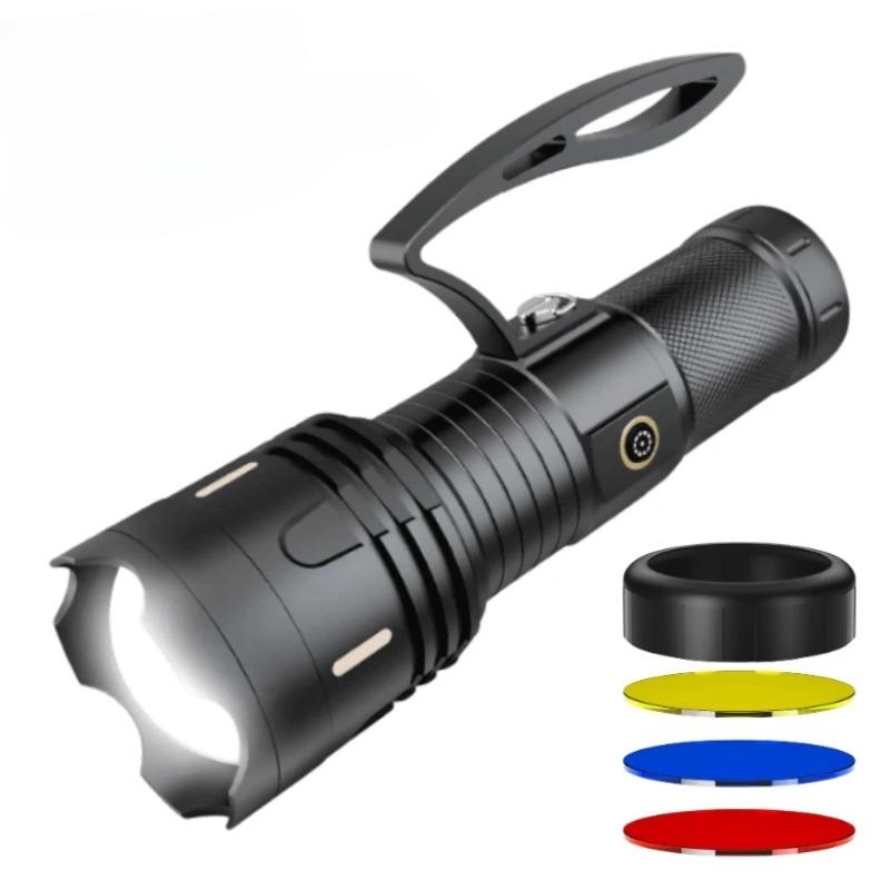 20000LM High Power LED Flashlight Built-in Battery Aluminum Alloy Camping Night Fishing Torch Power Bank Zoomable Hand Lantern