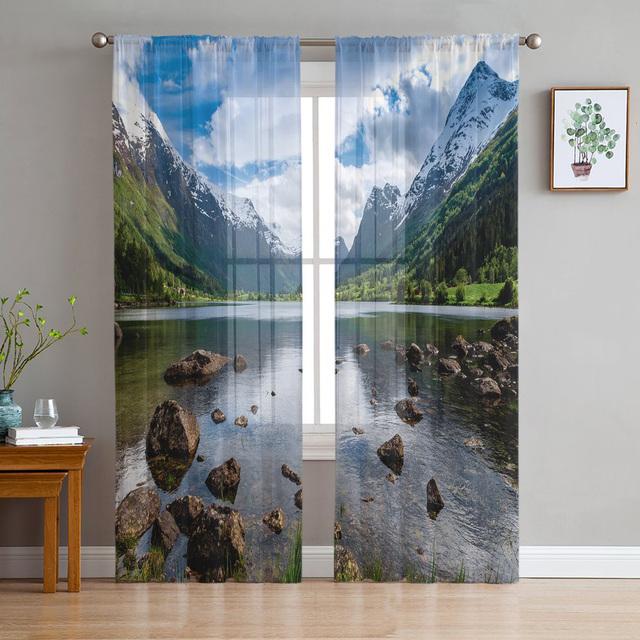 Горный сосновый лес Солнце Тюлевые Шторы для Спальни Современная Вуаль Шторы Украшение Дома Оконные Шторы