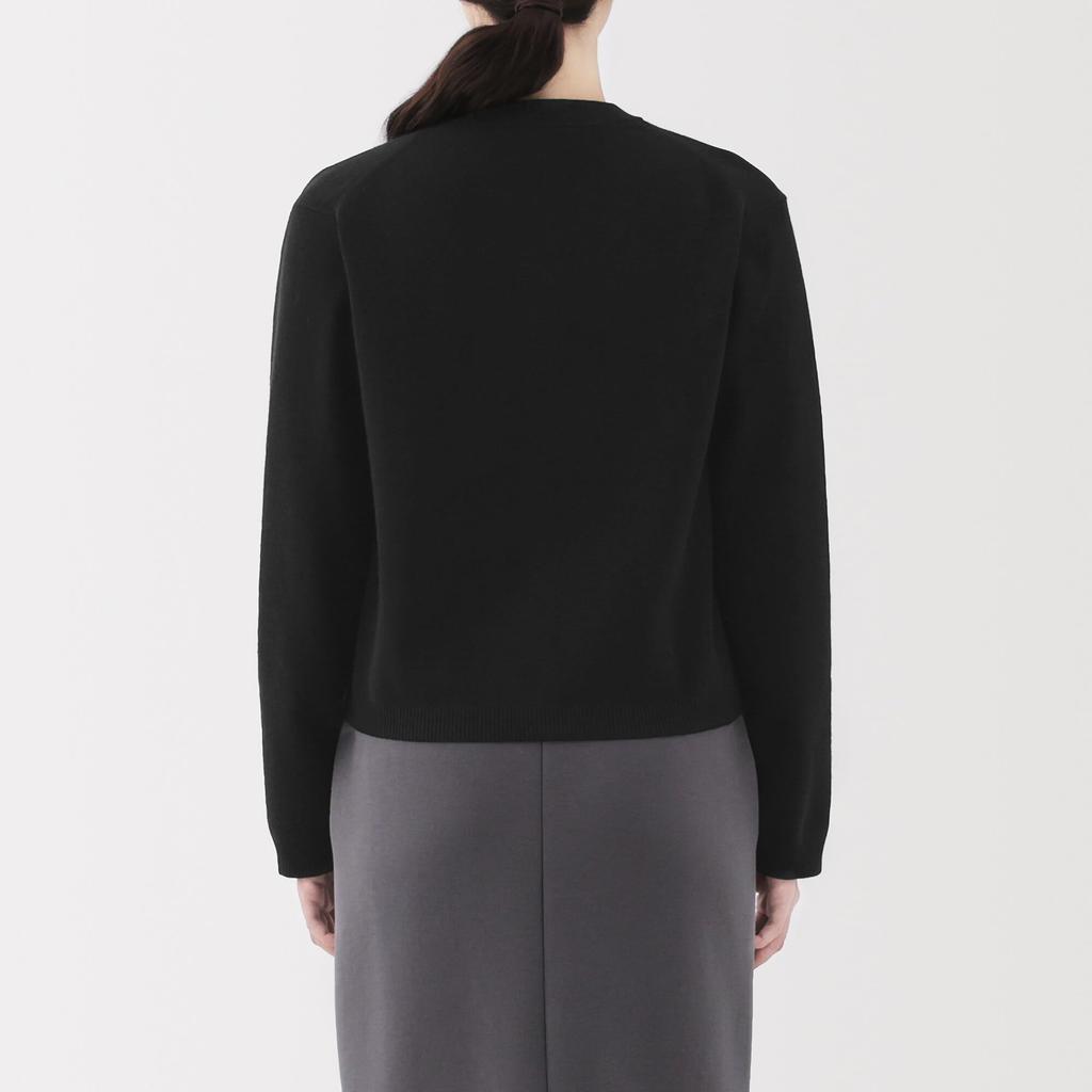 MUJI Вязаный кардиган с круглым вырезом, размер M, женский, черный, (BA1Q4A5S)