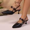 Fashion Elegant Pointed Toe Sling Back Pumps Women 2025 Summer Metal Decoration High Heel Pumps French Retro Party Dress Shoes Size 42