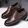 2025 Autumn New Leather Men's Shoes Brock Dress Leather Shoes Brown British Style Heightening Business Leather Shoes Men
