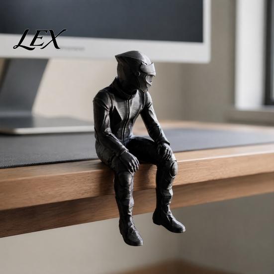 Sitting Motorcyclist Art Statue 3D Printed Motorcycle Rider Figurine, Statue, Biker Decor for Home Office Desktop Shelf & Enthusiasts Sculpture
