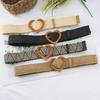 Pp Grass Woven Belt Women'S Retro Cotton And Linen Ethnic Style Dress Waist Seal Love Buckle Decorative Belt