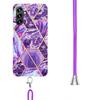 For Samsung Galaxy A14 5G/A14 4G Case with Long Strap Splicing IMD Marble Pattern TPU Back Cover