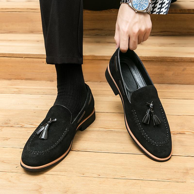 Fashion Luxury Men's Leather Nubuck Office Designer Tassel Formal Man Footwear Loafers Moccasins Wedding Dress Casual Male Shoes for Men