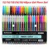 12/16/18/24/36/48pcs Adult&Students Fine Arts Metallic Gel Pens Set Marker Pen Pastel Graffiti