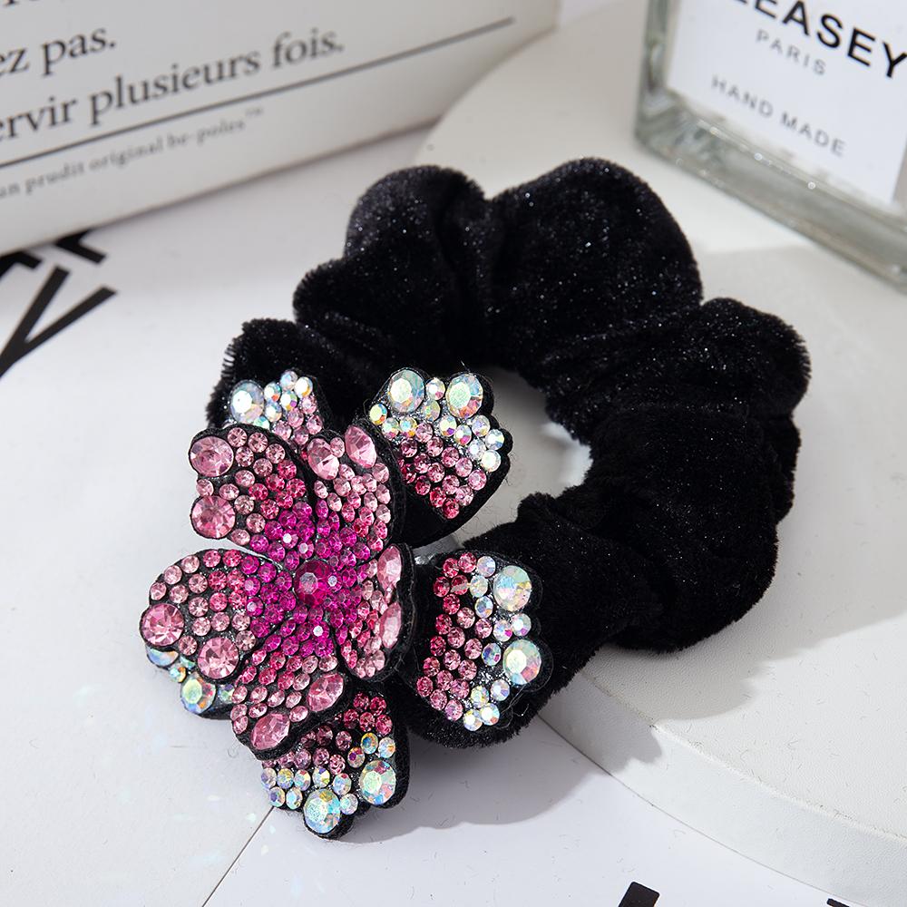 Женские резинки для волос со стразами, бархатные эластичные резинки для волос, цветочные кольца для волос, резинки для волос, хрустальные головные уборы, аксессуары для волос