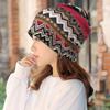 Winter Warm Hat Super Soft Wear Resistant Windproof Neck Cover Protector Ethnic Print Dual-use Women Hat Scarf