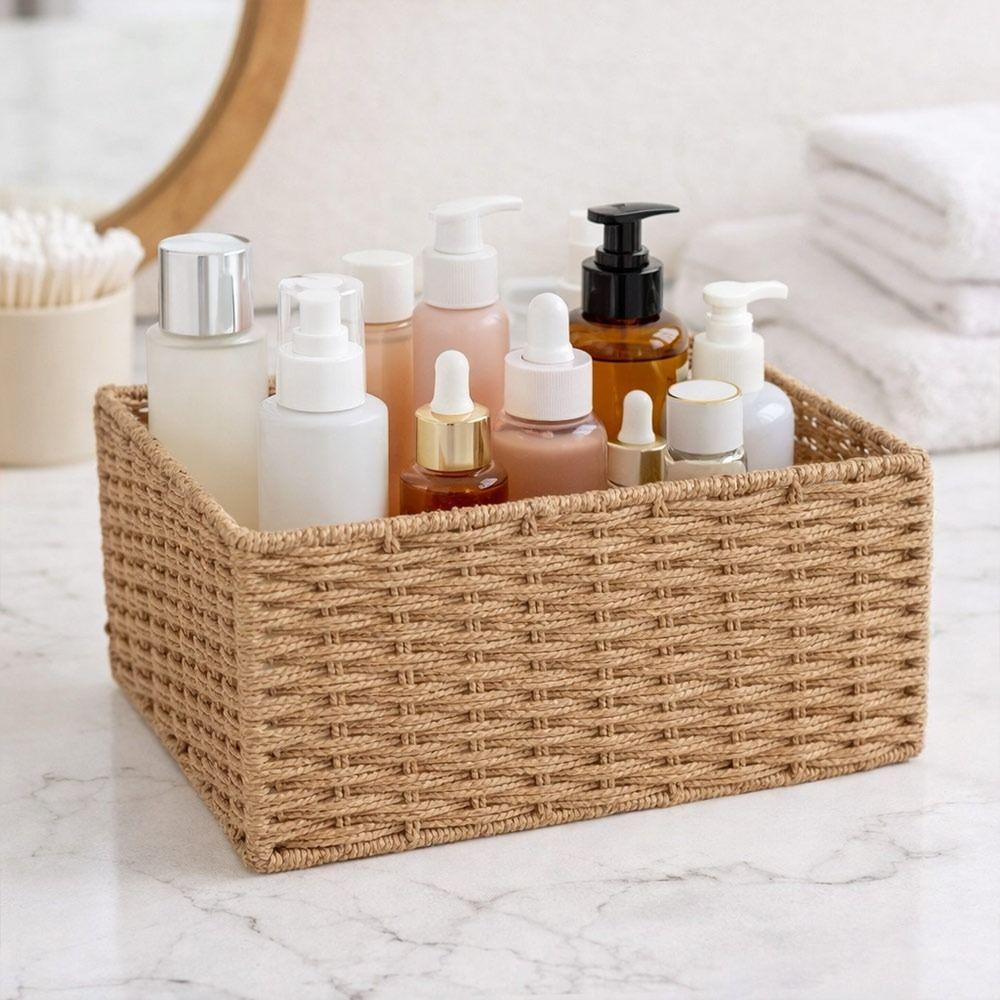 Reusable Woven Storage Basket Handmade Clothing Storage Basket Portable Snack Sundries Organizer
