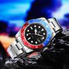 Qingxiya Colorful Sea Ghost Men's Stainless Steel Luminous Quartz Watch with Calendar and Waterproof Features