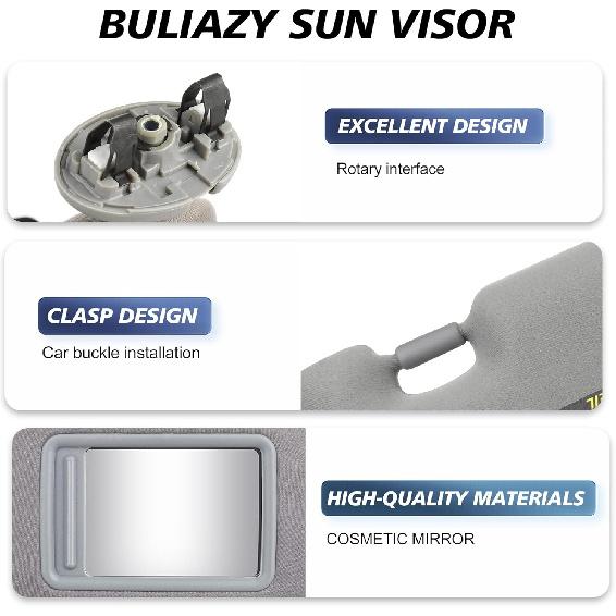 Серый левый козырек от солнца со стороны водителя подходит для Toyota Camry 2007 2008 2009 2010 2011 без люка и левая и правая сторона водителя и пассажира 74320-06780-B0