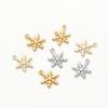 10 шт. Латунные подвески-снежинки с покрытием 14K 18K золотом, инкрустация цирконами, 12 мм, для изготовления сережек, ожерелий, фурнитура для бижутерии
