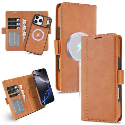 Съемный кожаный чехол-кошелек 2-в-1 для iPhone 17 16 15 14 13 12 Pro Max 17 Air 16e Магнитный Роскошный Бизнес Защитный Чехол