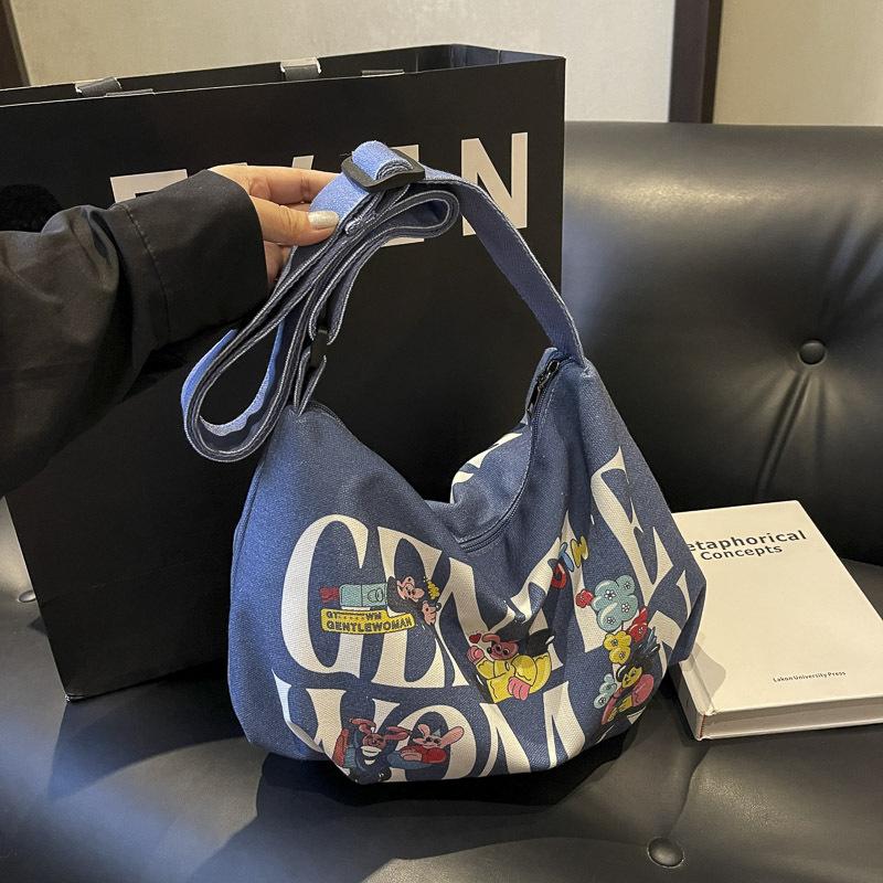 Холщовая сумка с алфавитом женская большой вместимости 2025 новая повседневная ручная тканевая сумка студенческая для занятий на плечо сумка для отдыха