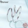 BAMOER 925 Sterling Silver Two-Layered Cross Open Ring Curved Line Simple Ring for Women Teen Minimalist Daily Gift Fine Jewelry