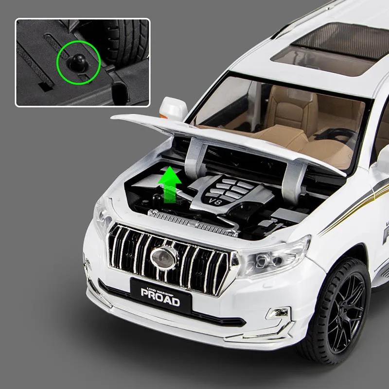 1:18 TOYOTA Land Cruiser Prado Off-Road SUV Diecast Alloy Model Pull Back Toy Car With Sound Light Vehicle Children Collect Gift
