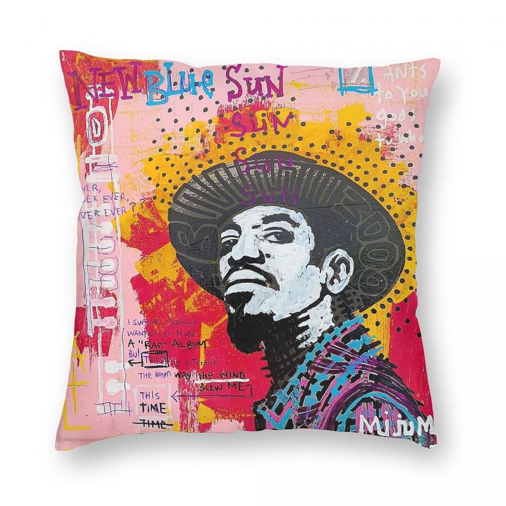 André 3000 New Blue Sun Square Pillowcase Polyester Linen Velvet Printed Zip Decorative Home Cushion Case