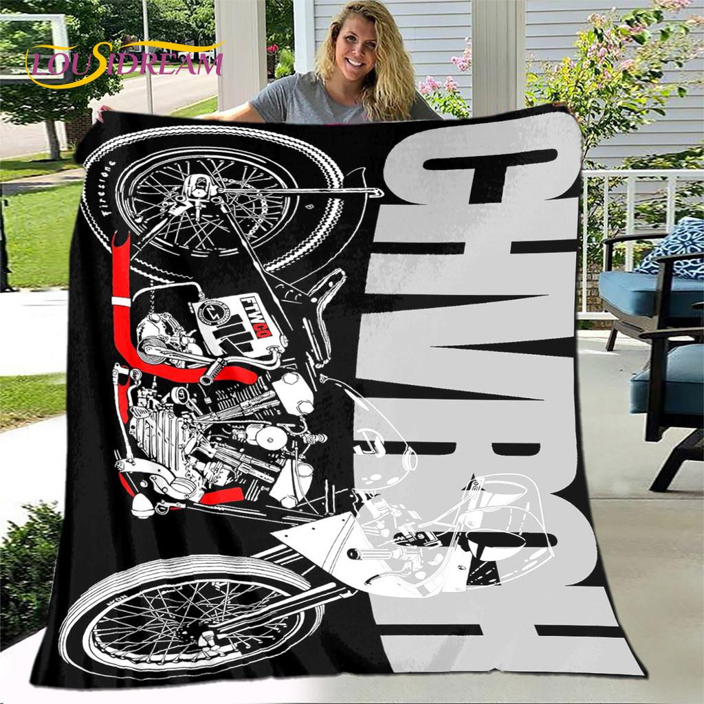 3D Retro Vintage Motorcycle Soft Plush Blanket,Flannel Blanket Throw Blanket for Living Room Bedroom Bed Sofa Picnic Cover Gift