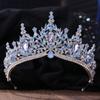 Baroque Luxury Big Water Drop Crystal Opal Tiara For Women Girls Wedding Bridal Birthday Party Crown Hair Dress Accessory