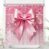 VIKAMA Fashion Pink Shining Diamond Bow Printed Shower Curtain Waterproof and Mold proof Bathroom Partition Curtain Home Decor