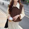Women's Coffee Colored Knitted Vest for Outer Wear Autumn and Winter Wool Vest Brown Gilet Top