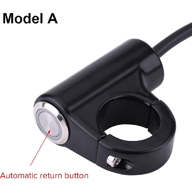 Motorcycle Push Start Button with Horn, Headlight, Brake, Fog Lights - 7/8" (22mm) Automatic Return with Green Light