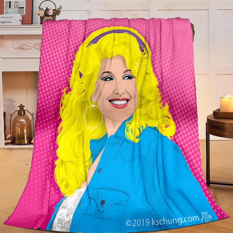 Dolly-Parton Leopard Print Blanket Flannel Throw for Sofa, Travel, Camping, Livingroom, Office, Chair and Bed Soft and Warm Holiday gifts