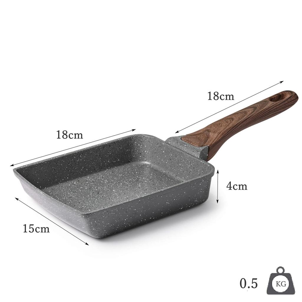 Сковорода SENSARTE Tamagoyaki с газовой горелкой IH PFOA легко и просто с серой лопаткой, 18см15см, антипригарная, совместимая, совместимая, свободная, захват,