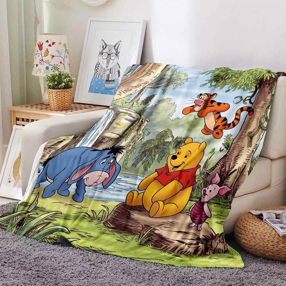 Winnie Pooh Friends Flannel Blanket Super Soft Warm Cozy Blanket For Sofa Bed Office Travel Allseason Home Decor Gift