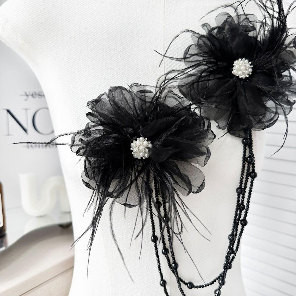 Tassel Style Nail Bead Flower Applique Double Flower Chest Flower Patch Flower Patch Wedding Dress