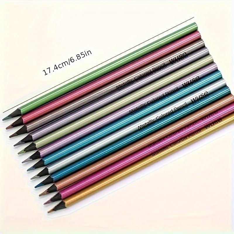 12pcs Vibrant Metallic Colored Pencils - Unleash Your Creativity With These Art Supplies