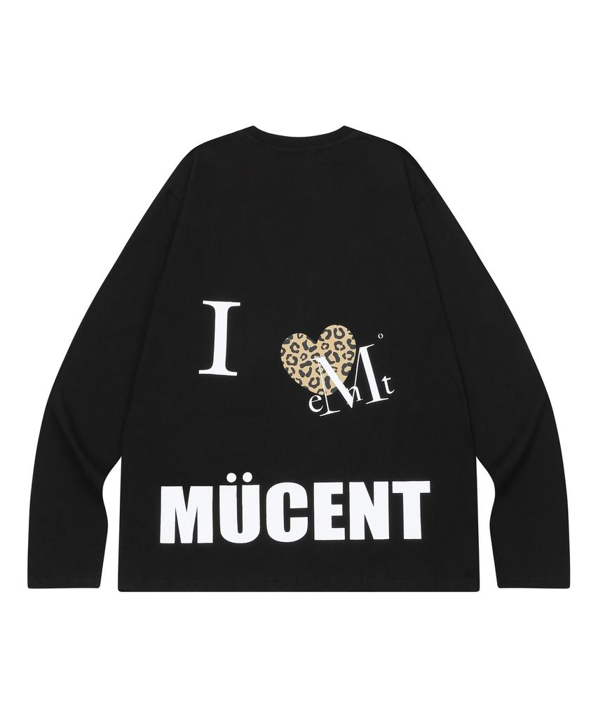 MUCENT I Love Sierra Leopard Heart Long Sleeve Tee
