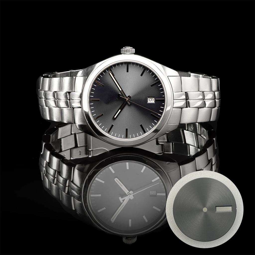 Круглый циферблат часов с текстурой песка 28,5 мм, пустые циферблаты для механизма NH35/ NH36/ NH34, аксессуары для DIY, без/одинарный/двойной календарь